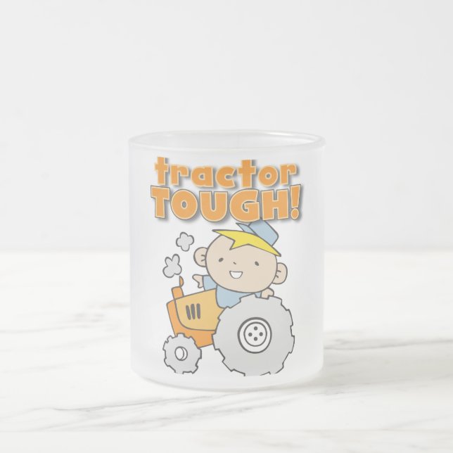 Tractor Tough T-shirts and Gifts Frosted Glass Coffee Mug (Center)