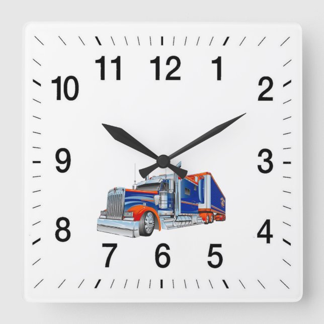 Tractor Trailer Square Clock For You To Customise (Front)