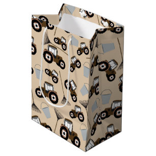 Tractor Truck Pattern Farm Equipment Medium Gift Bag