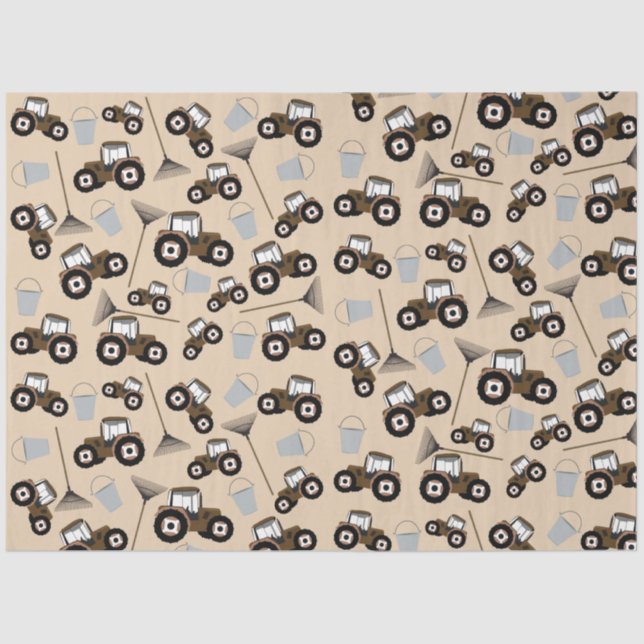 Tractor Truck Pattern Farm Equipment  Tissue Paper (Front)