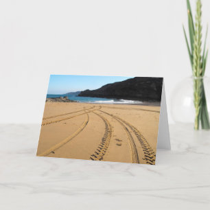 Tractor tyre marks crossing over holiday card