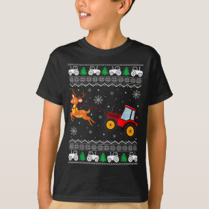 Tractor Ugly Christmas Tree Holiday Funny Xmas Boy T-Shirt