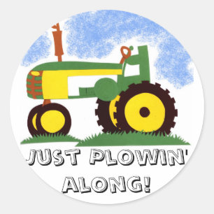Tractor under Blue Sky Classic Round Sticker