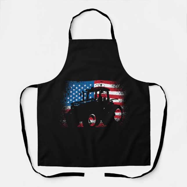 Tractor USA Flag design for Patriotic Farmer Apron (Front)