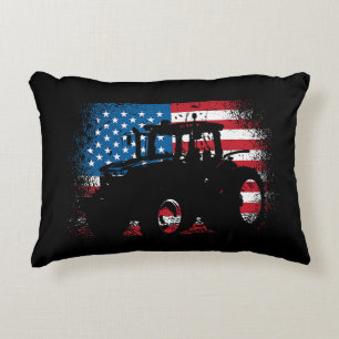 Tractor USA Flag design for Patriotic Farmer Decorative Cushion