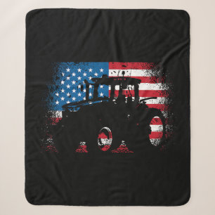 Tractor USA Flag design for Patriotic Farmer Sherpa Blanket
