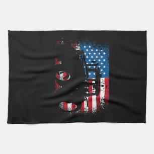 Tractor USA Flag Design for Patriotic Farmer Tea Towel