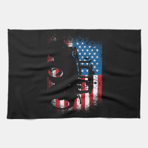 Tractor USA Flag design for Patriotic Farmer Tea Towel