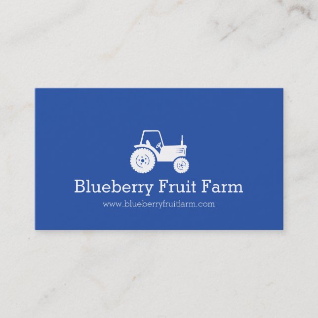 Tractor white blue modern farm business card (Front)