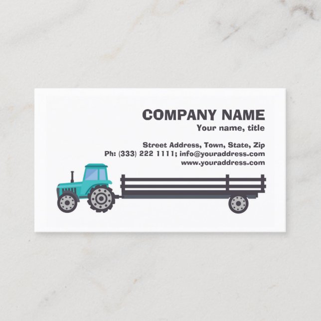 Tractor With A Trailer - Farm Supply Simple White Business Card (Front)