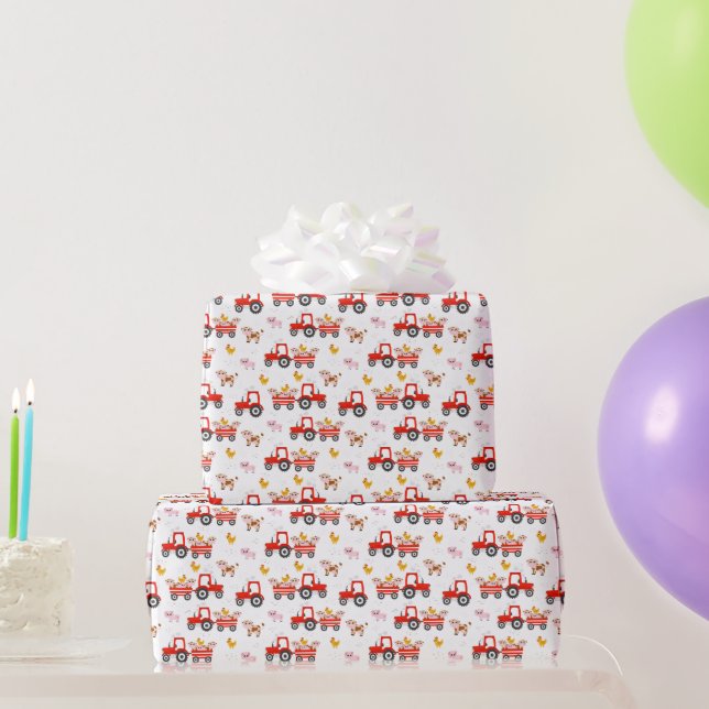 Tractor With Farm Animals Wrapping Paper (Party Gifts)