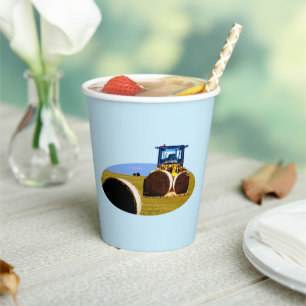 Tractor With Hay Bales Oil Paint, Paper Cups