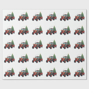Tractor with Trailer Santa Farm Farmer Christmas Wrapping Paper