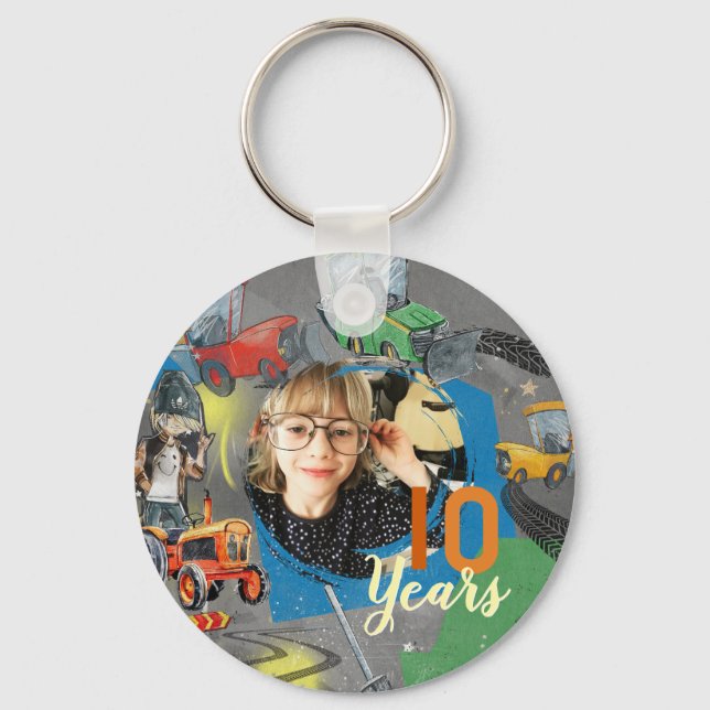 Tractors Birthday 10 Years Key Ring (Front)