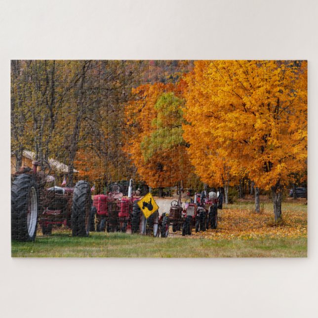 Tractors in Autumn Display Jigsaw Puzzle (Horizontal)