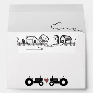 Tractors in LOVE Black and White Farm Wedding Envelope