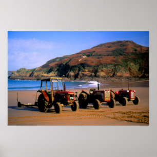 Tractors in the winter sun poster