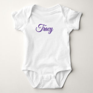 Tracy Girls Name In Purple, Baby Bodysuit