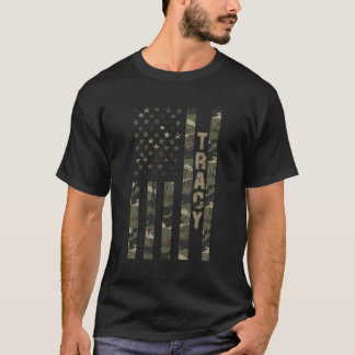 Tracy United States Distressed Camo W Us Flag T-Shirt