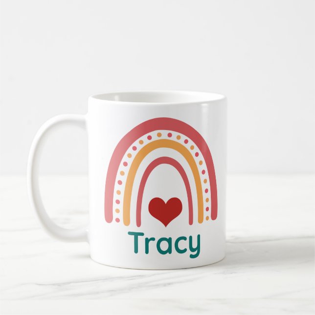 Tracy Vintage Boho Rainbow Coffee Mug (Left)