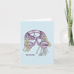 Trad climbing harness and equipment card