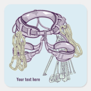 Trad climbing harness and equipment square sticker
