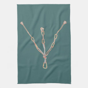 Trad rock climbing belay tea towel
