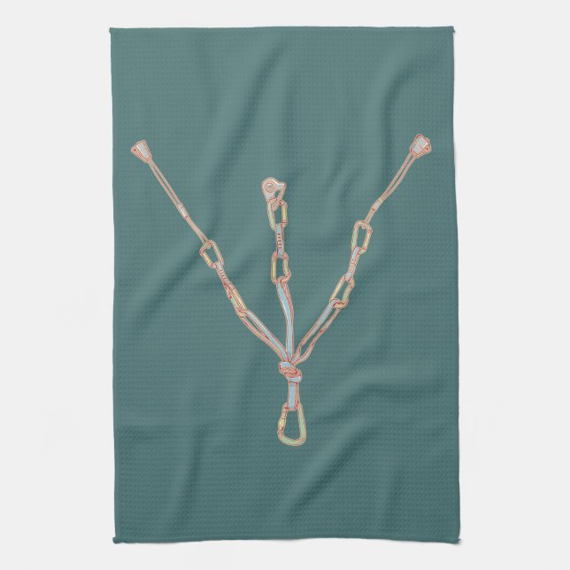 Trad rock climbing belay tea towel (Vertical)
