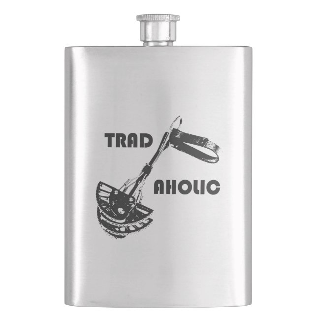 Tradaholic Rock Climber Hip Flask (Front)