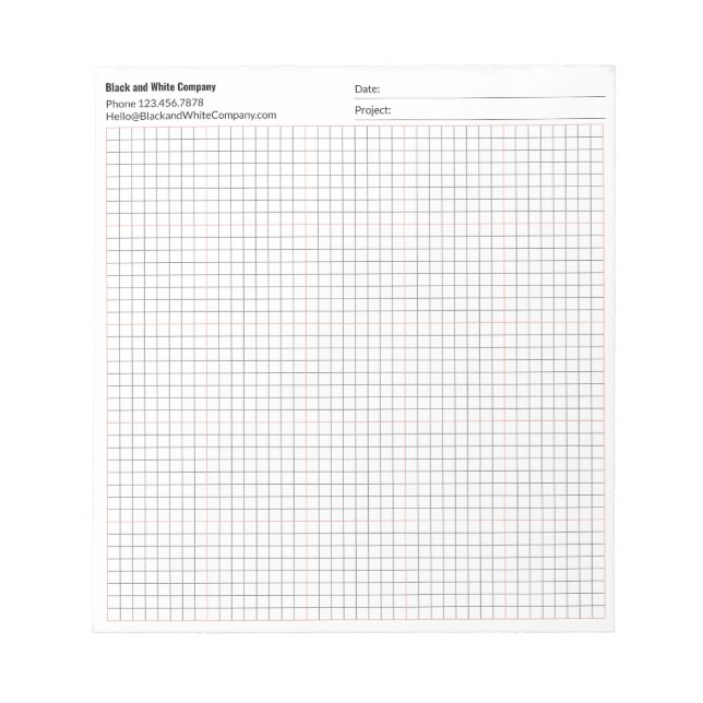 Trade Company Name Project Date 8x8 Grid Graph Notepad (Front)
