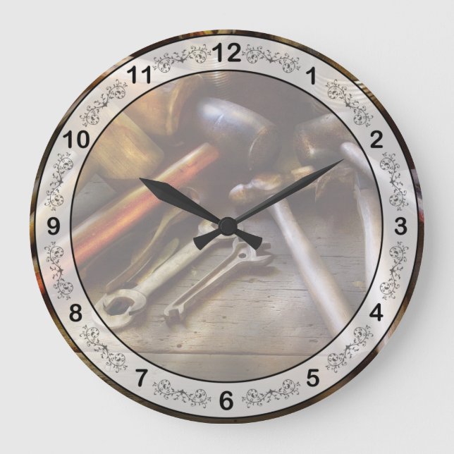 Trade - Handyman - A Collection of Hammers Large Clock (Front)