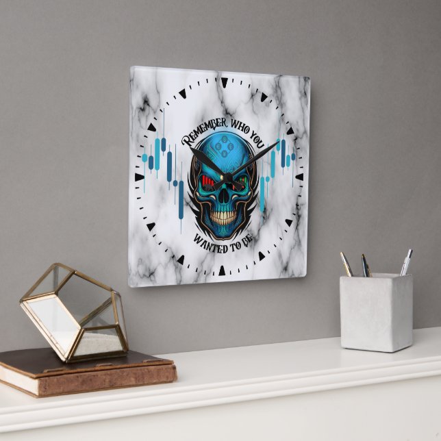 Trade Motivation | Skull N Marble | Remember  Square Wall Clock (Office)