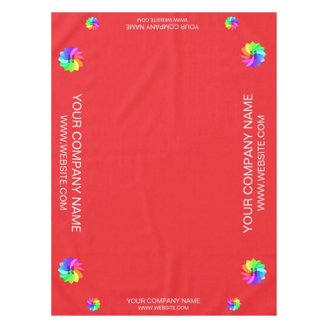 Trade Show Tablecloth Custom Logo Red (Front)