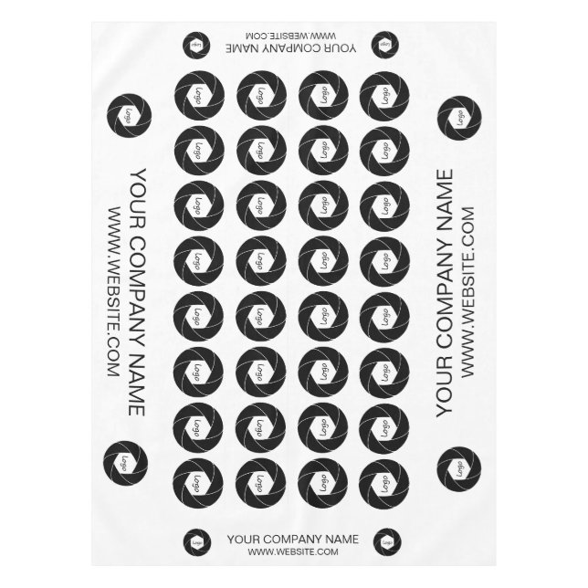 Trade Show Tablecloth Custom Logo White and Black (Front)