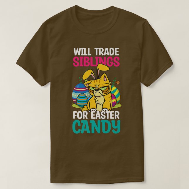 Trade Siblings For Easter Candy Design Easter Cat1 T-Shirt (Design Front)
