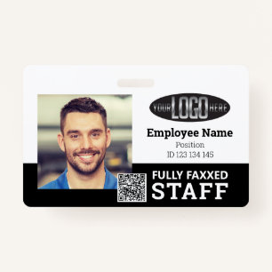Trade Staff Photo ID QR Code Black White Badge ID Badge
