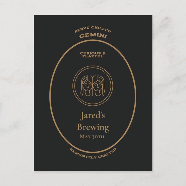 Trademark, Zodiac Signs, Gemini customisable Postcard (Front)