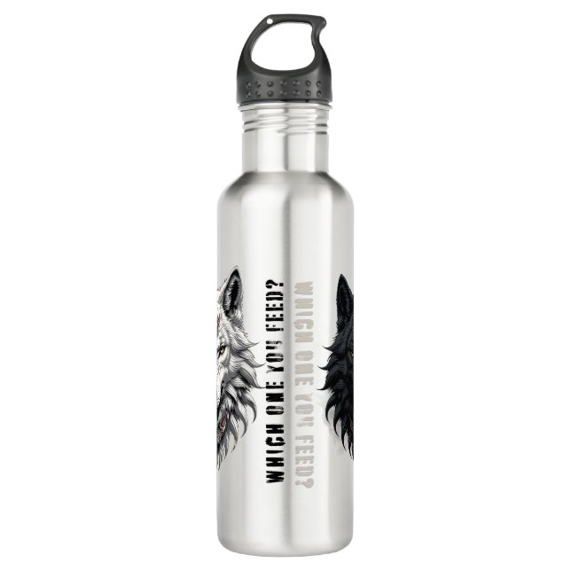 Trader life | Front white wolf | Back black wolf 710 Ml Water Bottle (Front)