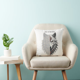 Trader life | Front white wolf | Back black wolf Cushion
