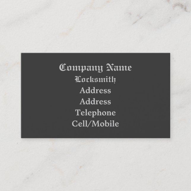 TRADES, LOCKSMITHS BUSINESS CARD (Front)