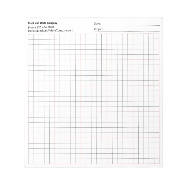 Tradesman Company Project Date 5x5 Grid Graph Notepad (Front)