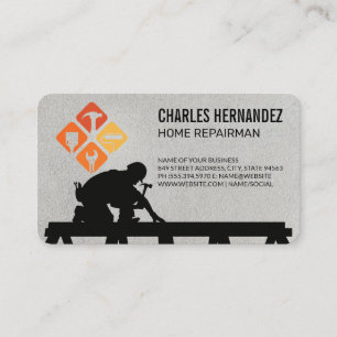 Tradesman on Roof General Contractor Business Card