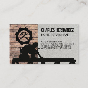 Tradesman Working on Roof   Contractor Business Card