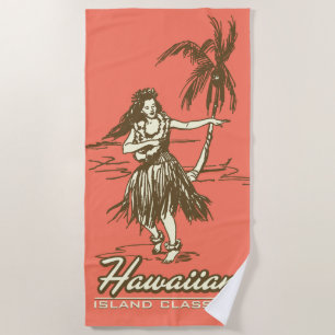 Tradewinds Hawaiian Island Hula Girl - Coral Beach Towel
