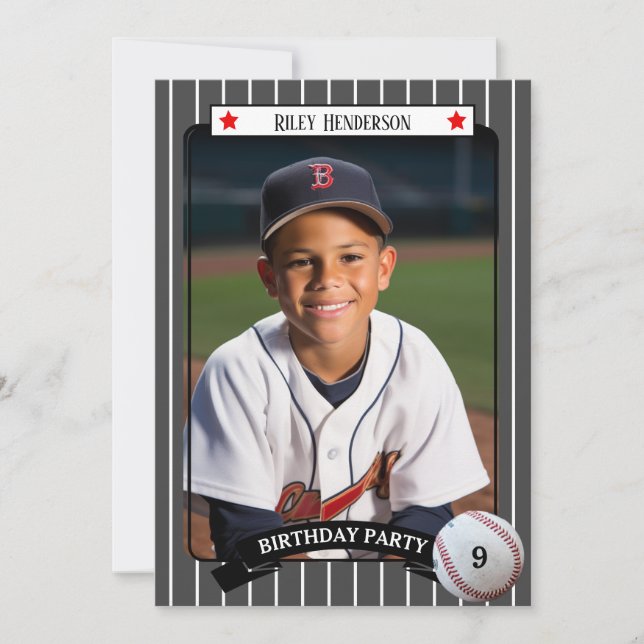 Trading Card Baseball Birthday Party Invitation (Front)