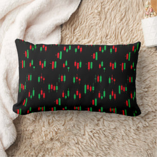 Trading Chart Pattern Streetwear Red Green Candle Lumbar Cushion
