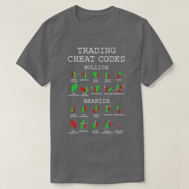 Trading Cheat Code Candlestick Pattern T-Shirt (Design Front)