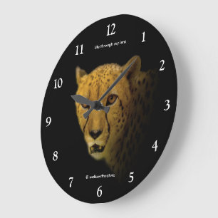 Trading Glances with a Magnificent Cheetah Cat Large Clock