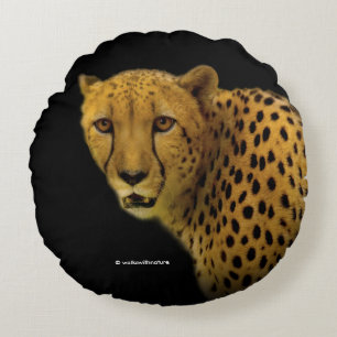 Trading Glances with a Magnificent Cheetah Round Cushion