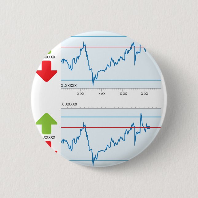 Trading graph 6 cm round badge (Front)